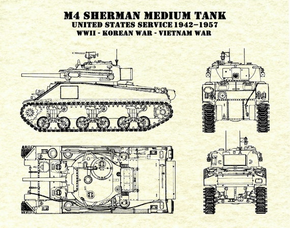 M4 Sherman Tank Poster Vers#2, World War II Sherman Medium