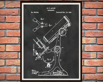 Patent 1886 Microscope - Art Print - Poster - Medical -  Doctors Office - Hospital - Wall Art - Medical Research Lab Wall Art - Microbiology