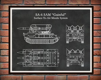 Military Tank Print - SA-6 SAM "Gainful" Tank - Mobile Surface-To-Air Missile Weapon System Illustration - Soldier Gift - Military Decor