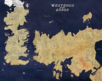 Game of Thrones Map, Westeros Map, Winterfell Map, GOT Map, Map of Westeros  and Essos, Game of Thrones Wall Art, Game of Thrones Decor
