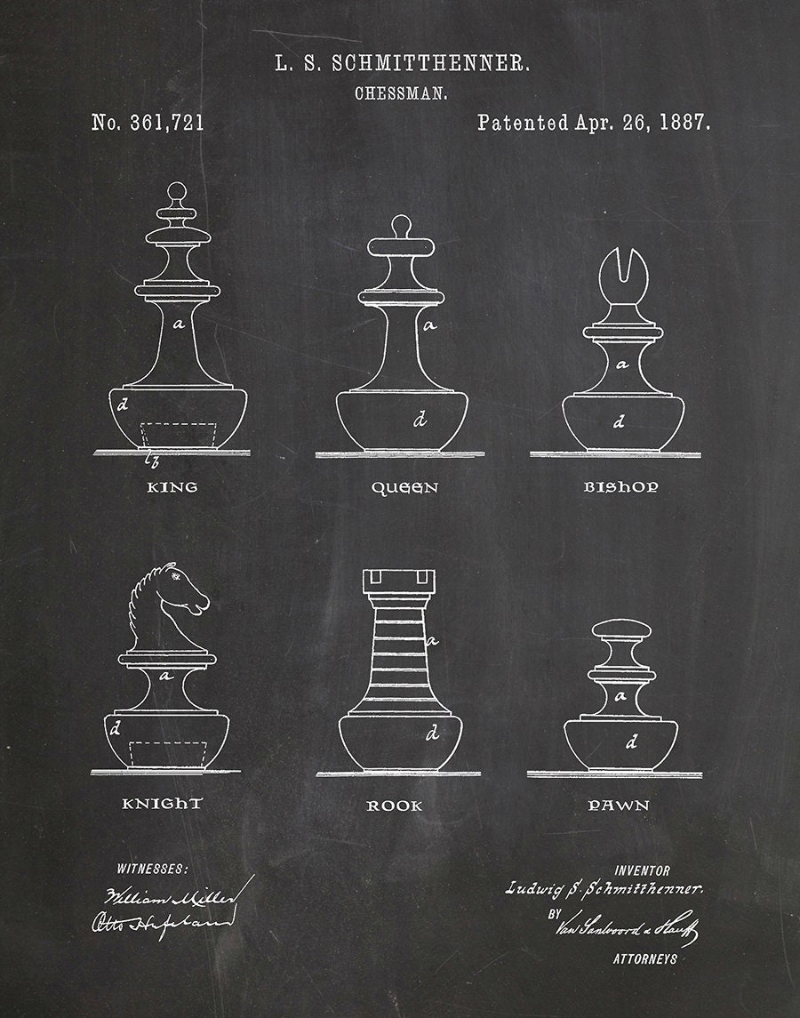 Chess Board Patent Print Chess Master Grand Master Chess 