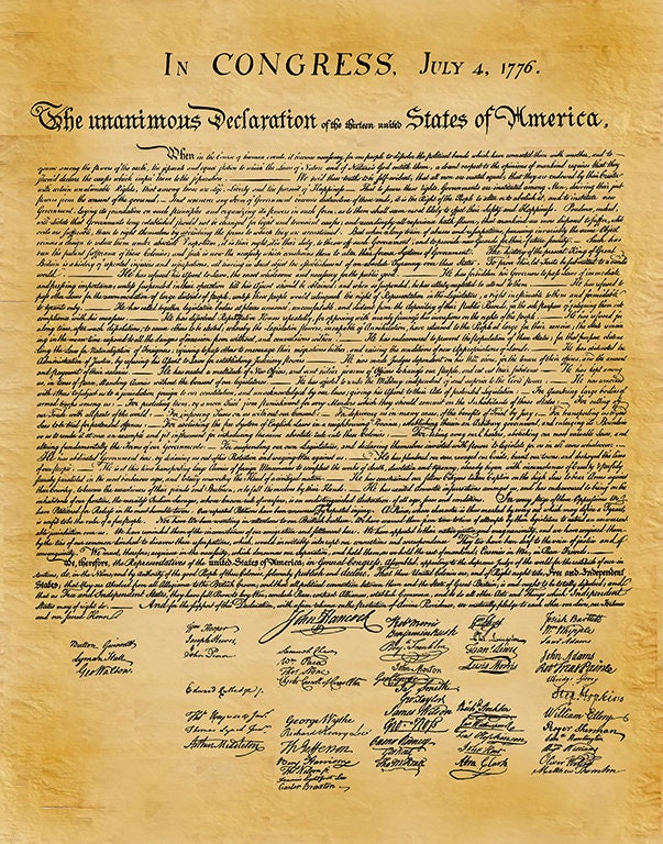 United States Declaration of Independence Document Reproduction
