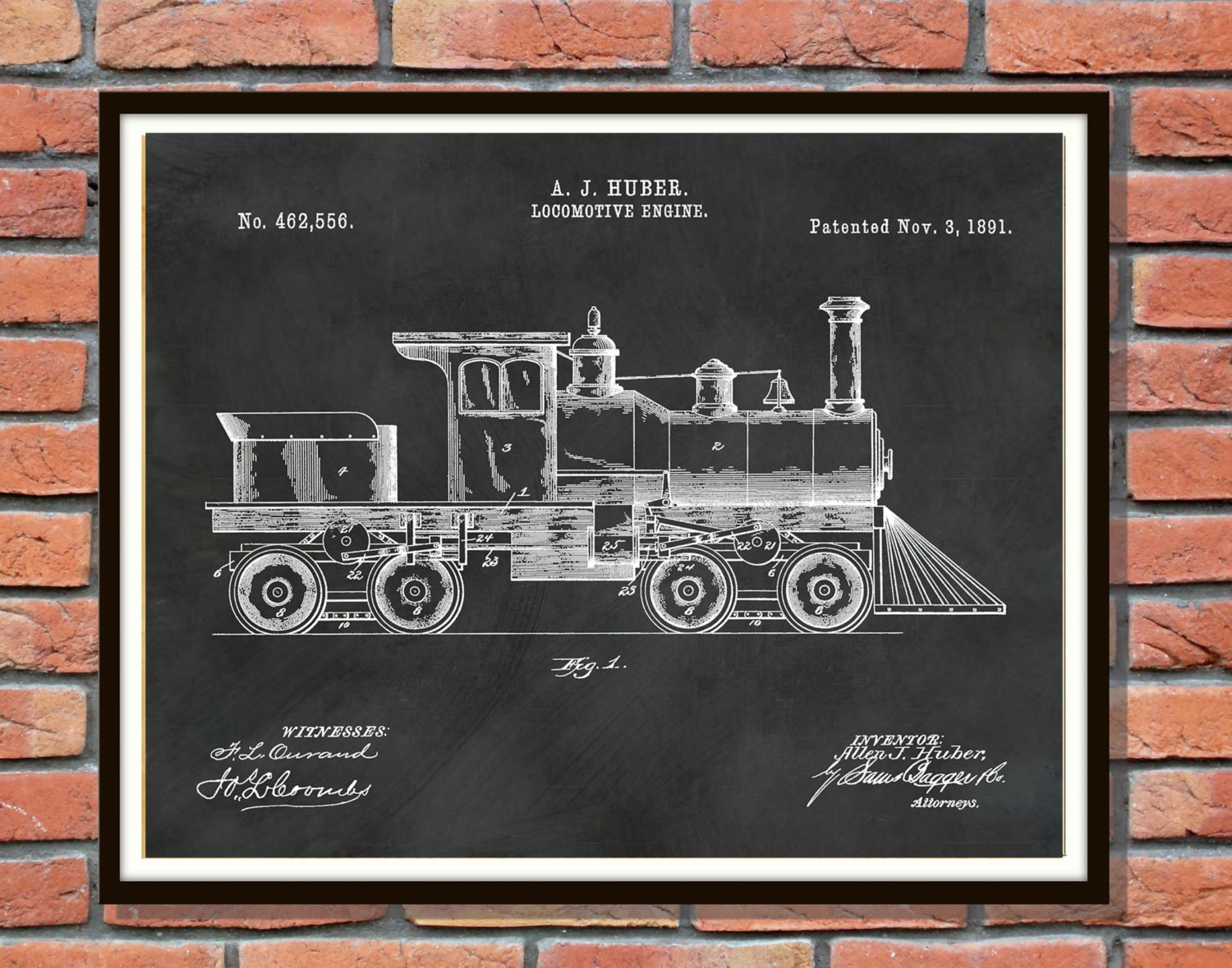 Wall Hangings Engine Train Decor 1891 Huber