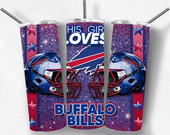 This Girl Loves Buffalo Bills 20 oz Tumbler, Bills Mafia Tumbler, Girls Love Football too, 20 oz skinny tumbler, Go Bills!