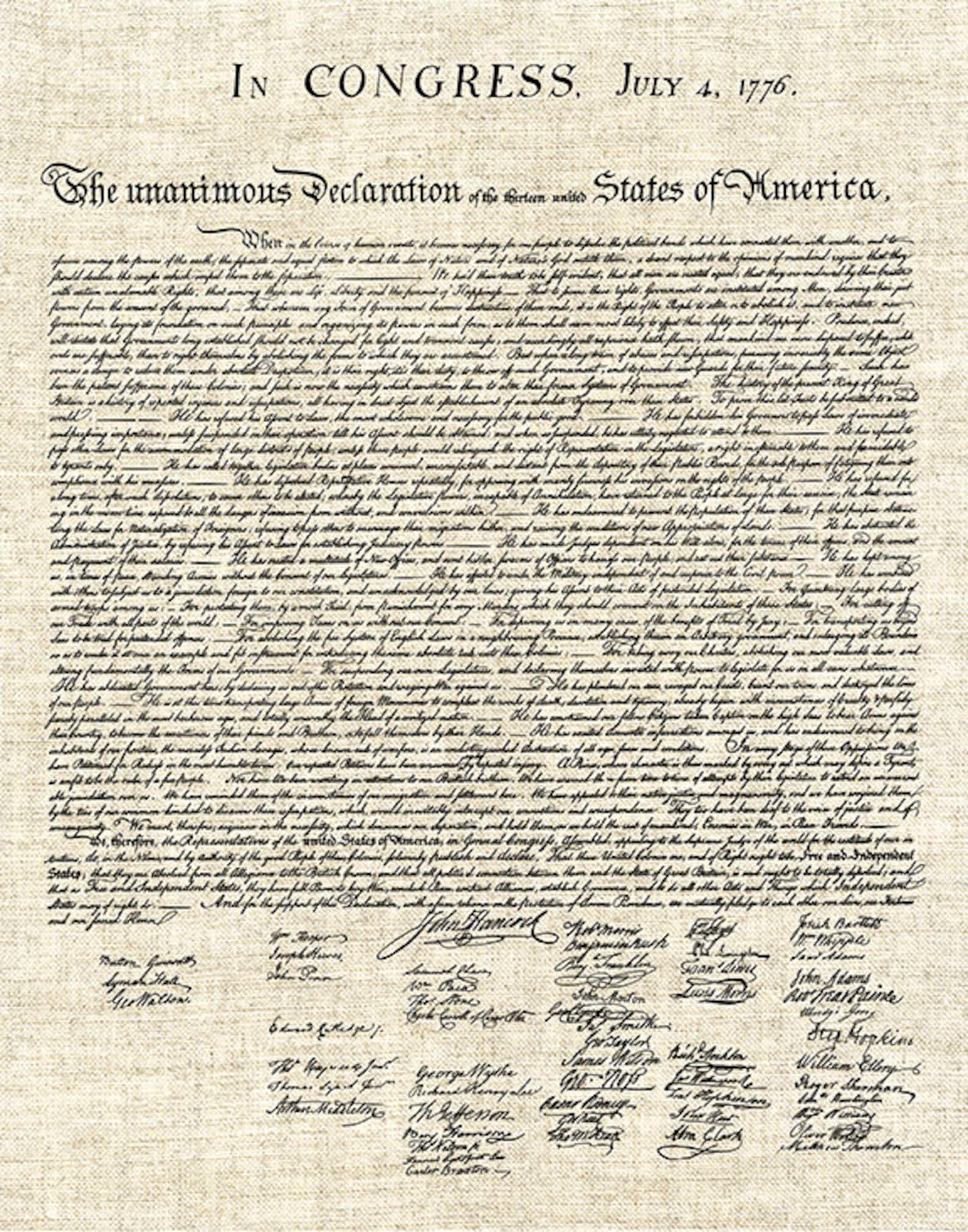 United States Declaration of Independence Print Document Etsy