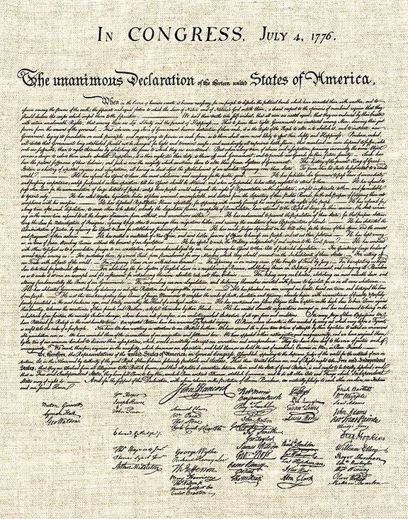 1776 United States Declaration of Independence Print. US Declaration of