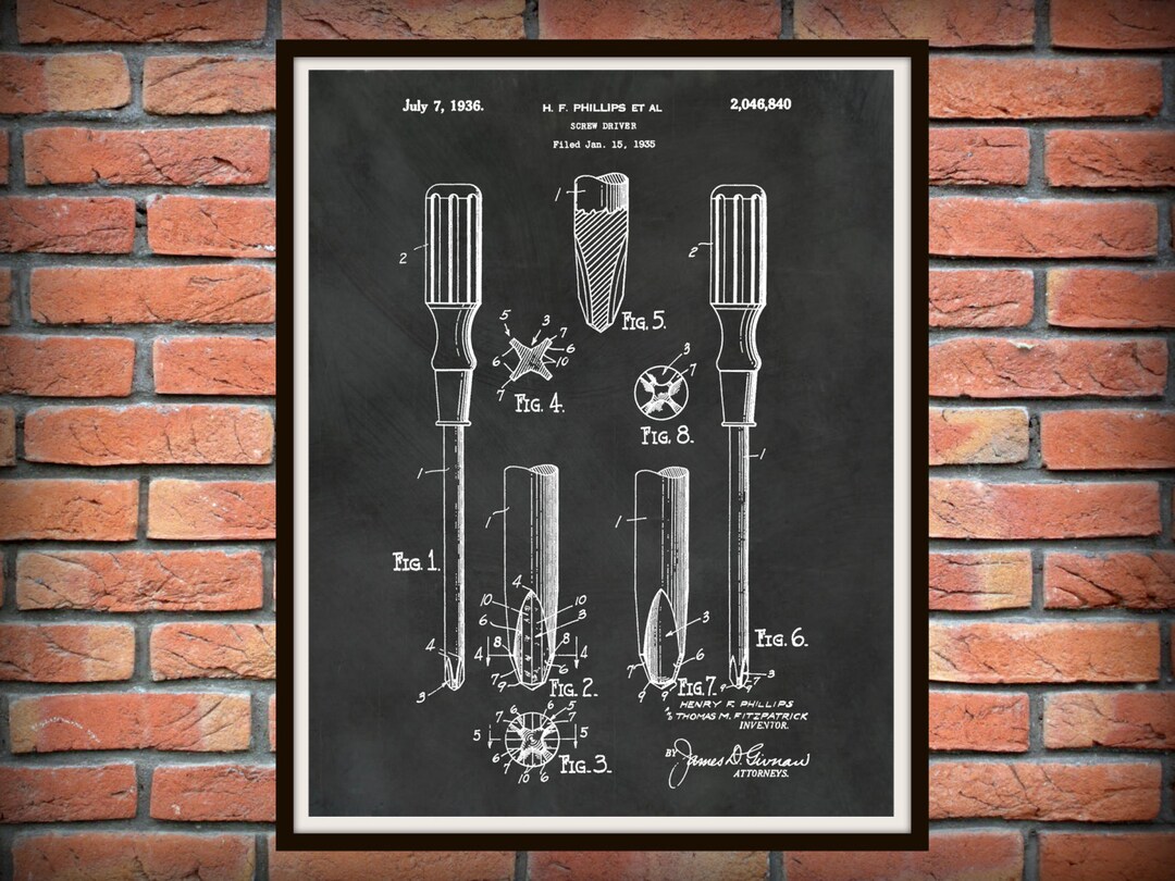 1936 Phillips Screwdriver Patent Print Screwdriver Poster Etsy