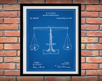 1885 Balancing Scale Patent Print - Scales of Justice Patent Print - Justice Poster- Lawyer Office Decor - Judge Gift Idea - Court Decor