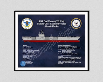 USS Carl Vinson CVN-70 Aircraft Carrier Drawing, Nimitz-Class Aircraft Carrier Ship Drawing, USS Carl Vinson Giclee Print