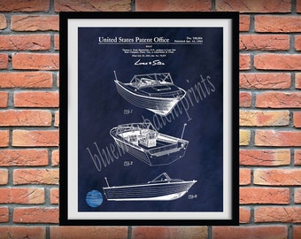 1964 Lone Star Boat Patent Print, Nautical Decor, Fishing Boating Enthusiast, Medallion Boat, Lone Star Aluminum Boat Blueprint