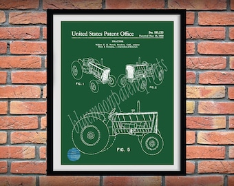 1959 John Deere Tractor Patent Print, John Deere Tractor Poster, Farmhouse Décor, Vintage John Deere Tractor Drawing, Tractor Blueprint