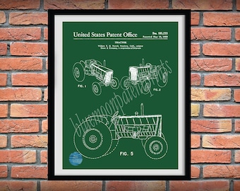 1959 John Deere Tractor Patent Print, John Deere Tractor Poster, Farmhouse Décor, Vintage John Deere Tractor Drawing, Tractor Blueprint