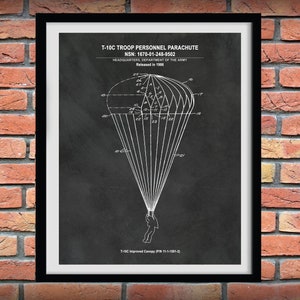 T-10C Military Parachute - US Military Armed Forces - Soldier Wall Art - Paratrooper Art - Army Airborne Parachute - Army Parachute Poster