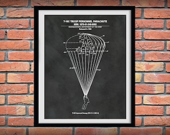 T-10C Military Parachute - US Military Armed Forces - Soldier Wall Art - Paratrooper Art - Army Airborne Parachute - Army Parachute Poster