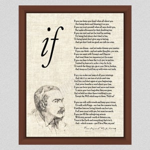 If Rudyard Kipling Poem, Kipling Inspirational Quote, Motivational Poem Gift, Son gift from Mom or Dad, Daughter Gift, Poetry Decor