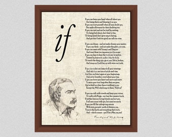 If Rudyard Kipling Poem, Kipling Inspirational Quote, Motivational Poem Gift, Son gift from Mom or Dad, Daughter Gift, Poetry Decor