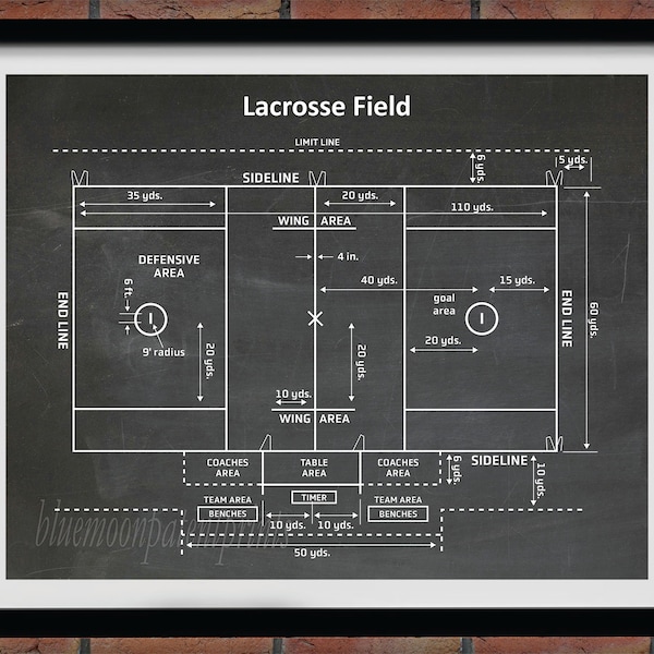 Lacrosse Field Diagram, Lacrosse Decor, Lacrosse Patent Print, Lacrosse Wall Art Gift, Lacrosse Player Gift, Lacrosse Blueprint,