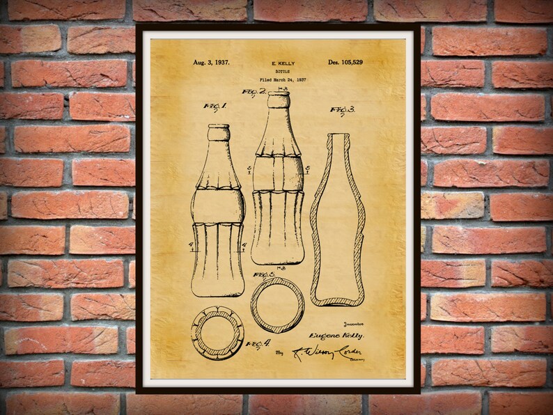 1937 Coca Cola Bottle Patent Print 3rd Design With Hobble Etsy
