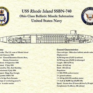 USS Rhode Island SSBN-740 Ohio Class Submarine Blueprint, USS Rhode