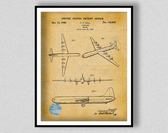 1945 Airplane XC-99 Patent Print, DC-5 Airplane Art Print, DC-5 Airplane Wall Art, Aviation Wall Art, Military Cargo Plane Wall Art