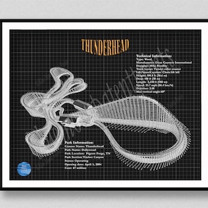 Thunderhead Roller Coaster Art Print, Thunderhead Wooden Roller Coaster Poster, Dollywood Roller Coaster Poster, Roller Coaster Gift Idea