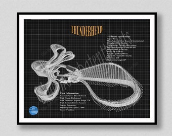 Thunderhead Roller Coaster Art Print, Thunderhead Wooden Roller Coaster Poster, Dollywood Roller Coaster Poster, Roller Coaster Gift Idea