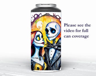 4 in 1 Can Cooler Jack and Sally Can Coozie, Nightmare Before Christmas 14 oz Tumbler/Can Cooler