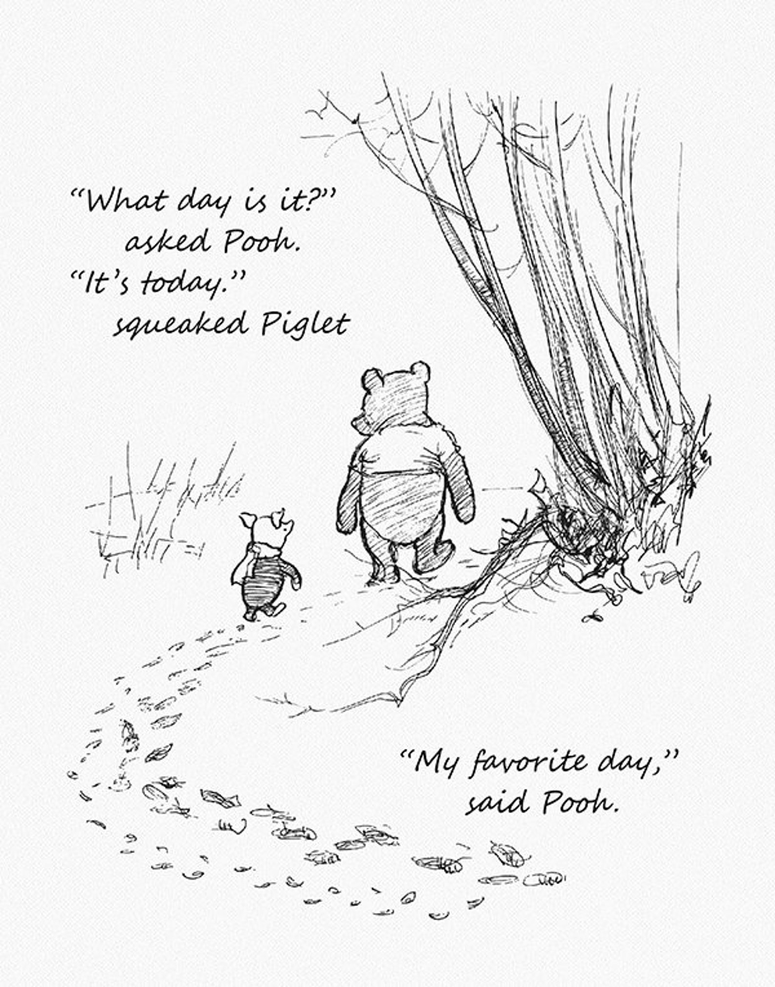 Winnie the Pooh Print what Day is It Asked Pooh Etsy