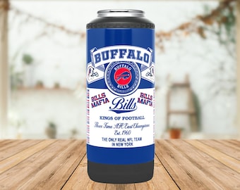 Buffalo Bills Metal Can Cooler with Bluetooth Speaker 4 in 1 Can Coozie 12 oz beer cans, bottles, Skinny Cans Mafia Hidden Swear Words