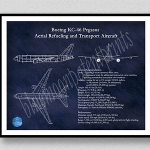 Boeing KC-46 Pegasus Airplane Drawing, KC-46 Aerial Refueling Aircraft Blueprint, US Air Force Refueling Airplane, Military Aircraft Art