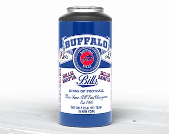 Buffalo Bills Metal Can Coozie, Bills Mafia Hidden Swear Words Beer Coozie, Holds 12 oz beer/soda cans, 12 oz bottles, 12 oz Skinny Cans