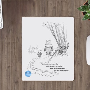 How Lucky am I Pooh & Piglet, Mouse Pad, Winnie Pooh Mousepad, Non-slip Rubber base Mousepad, Inspirational Gift Idea, Heartfelt Pooh Quote
