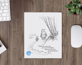 How Lucky am I Pooh & Piglet, Mouse Pad, Winnie Pooh Mousepad, Non-slip Rubber base Mousepad, Inspirational Gift Idea, Heartfelt Pooh Quote