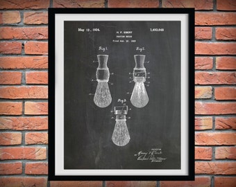 1924 Shaving Brush Patent Print - Bathroom Decor - Shaving Poster - Barber Shop Decor - Barber Gift Idea