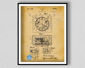 1942 Lux Timer Patent Print, Mechanical Timer Invention Wall Art, Engineering Wall Art, Lux Clock Company Poster