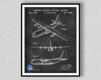 C-130 Hercules Patent Print, C-130 Hercules Wall Art Print, Military Aviation Gift, C-130 Hercules Military Plane Blueprint