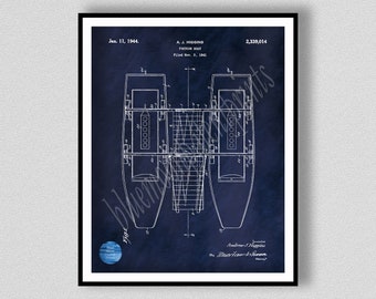 1941 Pontoon Boat Patent Print, Pontoon Boat Poster, Nautical Decor, Marina Decor, Party Boat Wall Art