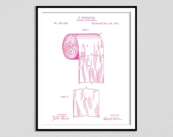 1891 Toilet Paper Roll Patent Print, Bathroom Art, Bathroom Patent Print, Toilet Paper Patent Poster Print, Bathroom Decor