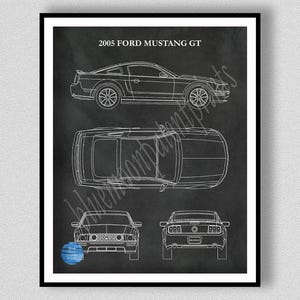 2005 Ford Mustang GT Poster, Fifth Generation Mustang S197, Mustang Sports Car Poster - Mustang Lover Gift Idea - 2005 Ford Mustang GT Print