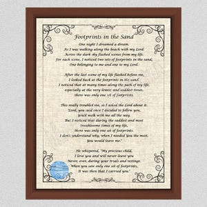 Art mural empreintes de pas dans le sable, affiche citation inspirante, impression d&#39;art décoratif empreintes de pas dans le sable, cadeau poème empreintes de pas, poésie déco