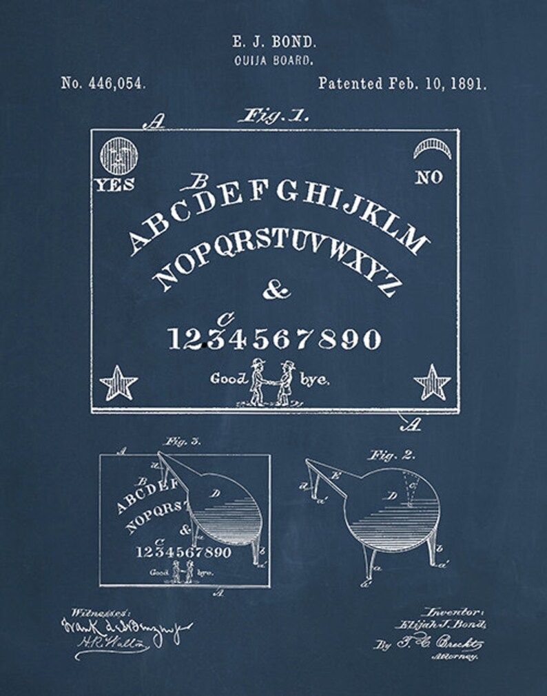 1891 Ouija Board Patent Print, Game Room Decor, Paranormal Wall Art ...