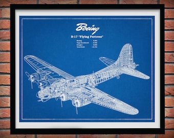 1935 Boeing B17 Flying Fortress WWII Bomber - Boeing B-17 Airplane Art Print - Boeing B17 Flying Fortress Poster - Boeing B-17 Wall Art