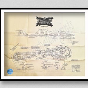 Phoenix Roller Coaster Blueprint, Knoebels Park Elysburg, PA Wooden Roller Coaster - The Rocket Roller Coaster Parkland, San Antonio, TX