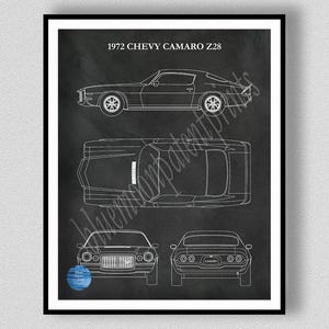 1972 Chevy Camaro Z28 Poster, Vintage Camaro Sports Car Poster, Camaro Lover Gift Idea, 1972 Chevy Camaro Wall Art