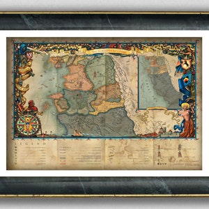 The World of The Witcher Map, The Northern Kingdoms, Witcher 3 Wild Hunt Art Print, The Witcher Wall Art, Fantasy Décor, Geek Gamer Gift