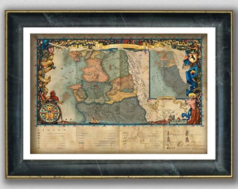 The World of The Witcher Map, The Northern Kingdoms, Witcher 3 Wild Hunt Art Print, The Witcher Wall Art, Fantasy Décor, Geek Gamer Gift