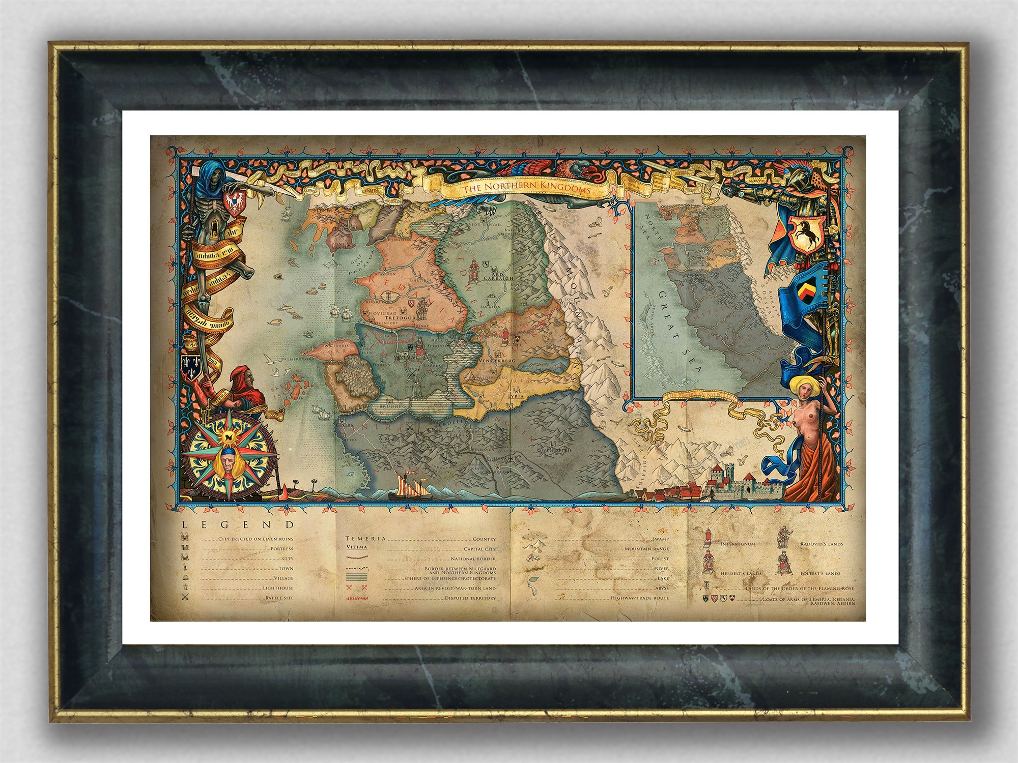 Map of Portugal Art Print Illustration North Central 