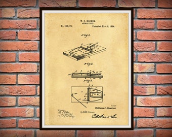 1894 Mouse Trap Patent Print - Antique Mouse Trap Poster - Rat Trap Blueprint - Rodent Killer - Orkin Wall Art - Exterminator Wall Art