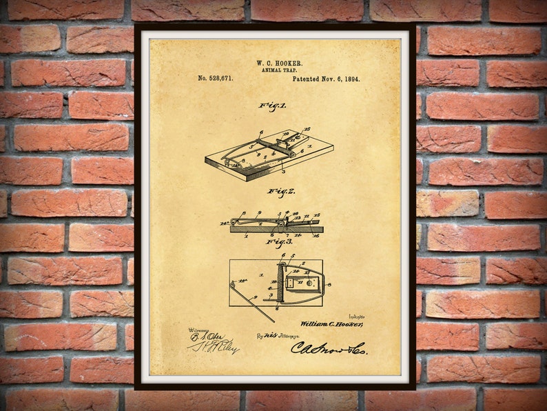Gun Powered Mouse Trap Poster Print Exterminator Gift Rat Trap Blueprint Art Art Posters