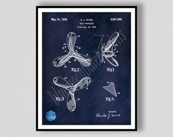 1935 Ship Propeller Patent Art Print, Ship Propeller Poster Nautical Decor, Marina Wall Art - Naval Art - Sailor Wall Art